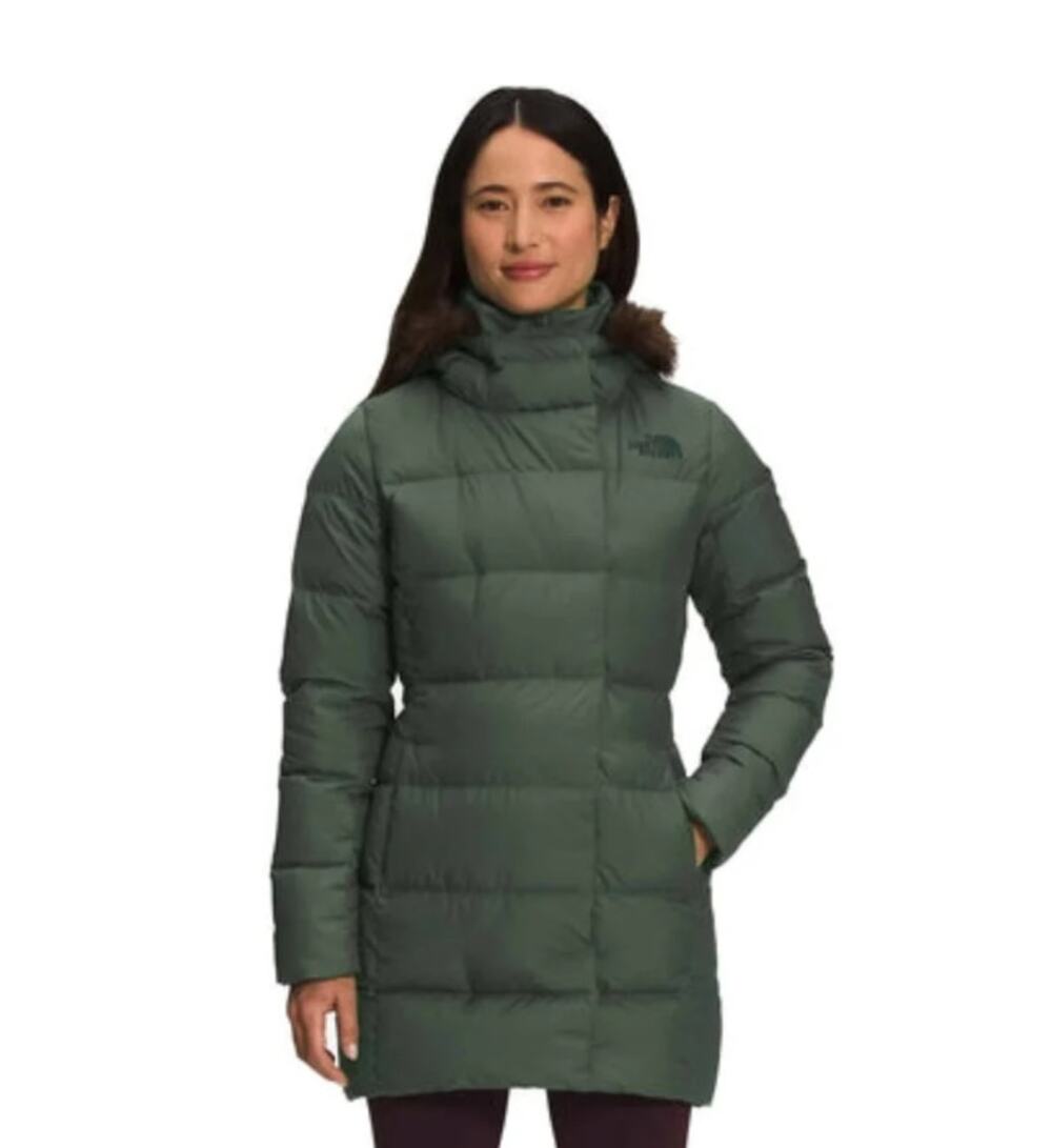 THE NORTH FACE Women’s New Dealio Down Parka Jacket XS Thyme Green Hood NWT